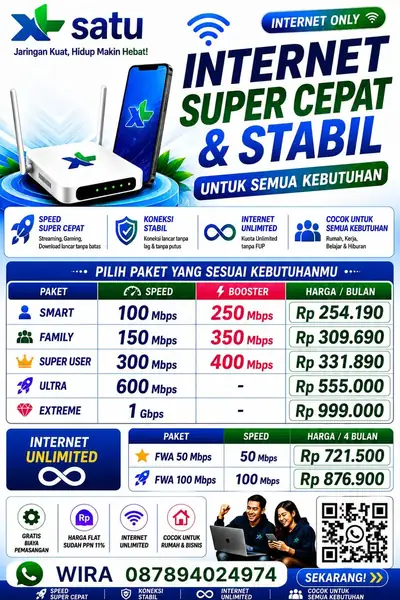 Daftar paket internet only XL Satu Smart Family Super User Ultra Extreme
