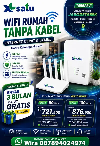 Promo WiFi rumah tanpa kabel XL Satu untuk area Jabodetabek